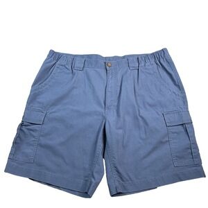 Savane Cargo Shorts Men's 40 Blue Canvas Elastic-Waist Flat-Front Outdoor Hiking